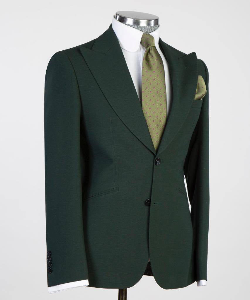 3 pièces pour hommes, simple boutonnage, costume vert, revers en pointe, idéal pour les dîners, mariage, bal, SV3