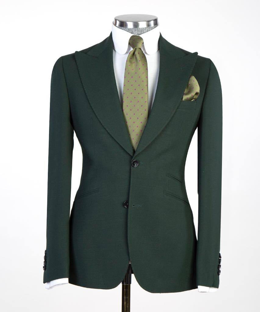 3 pièces pour hommes, simple boutonnage, costume vert, revers en pointe, idéal pour les dîners, mariage, bal, SV3
