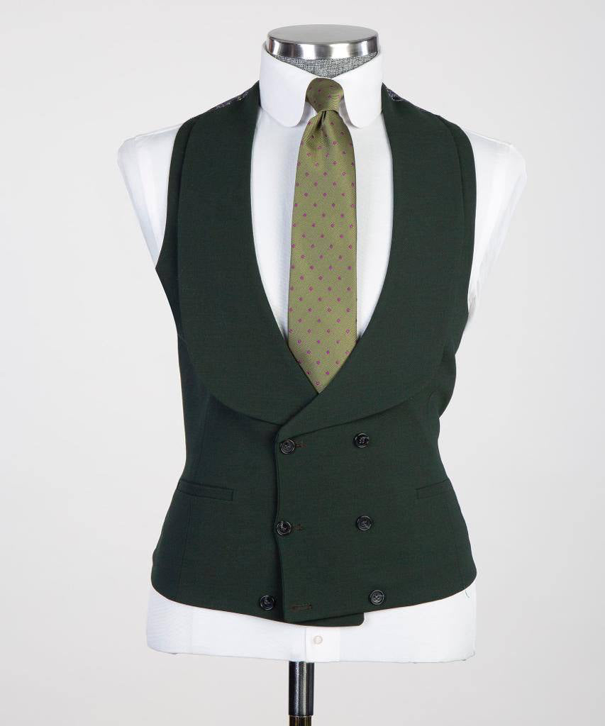3 pièces pour hommes, simple boutonnage, costume vert, revers en pointe, idéal pour les dîners, mariage, bal, SV3