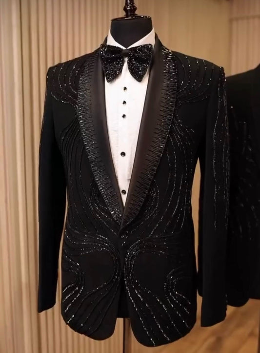 Black Tuxedo,4 Piece, Beaded Blazer