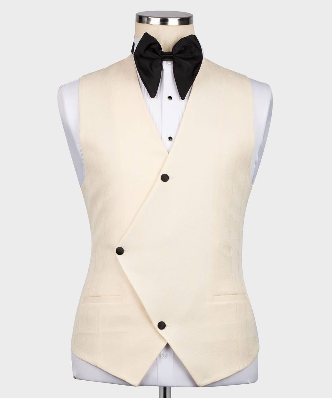 Men's Cream/Beige Tuxedo with Black Collar