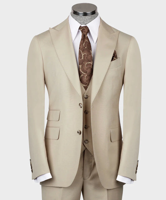 Men's 3 Piece Classic Beige Suit