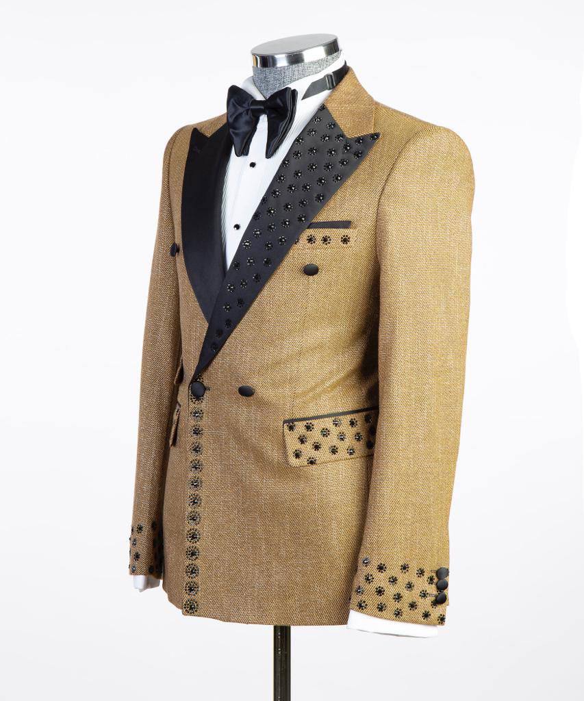 Men's Suit 2 Piece Double Breasted Gold
