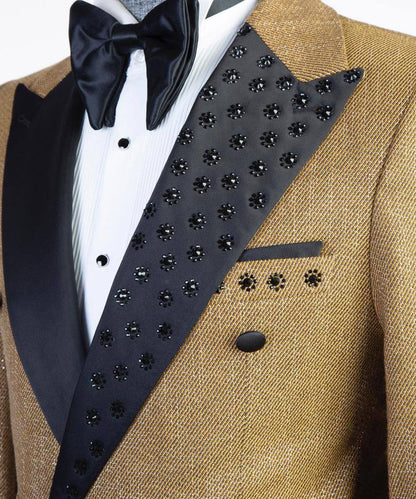 Men's Suit 2 Piece Double Breasted Gold