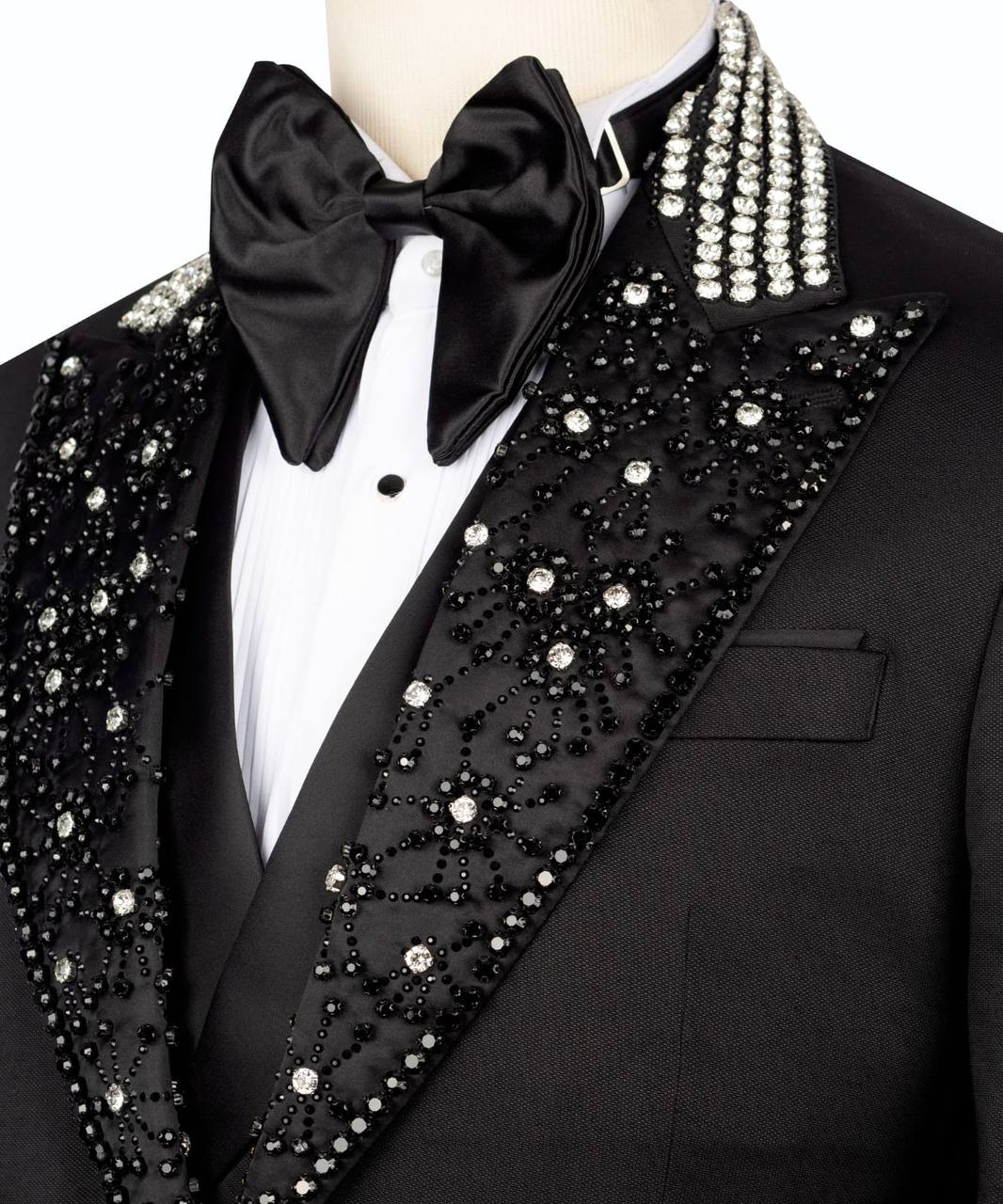 Black Tuxedo,3 Piece, Silver Beaded Blazer