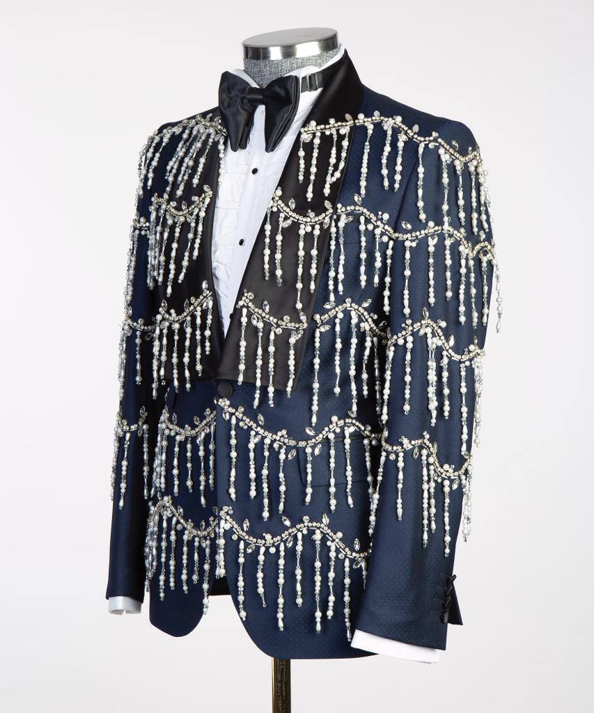 Costume 2 pièces à rayures croisées pour homme, costume bleu bébé, revers en pointe, conçu pour un look élégant, TPL