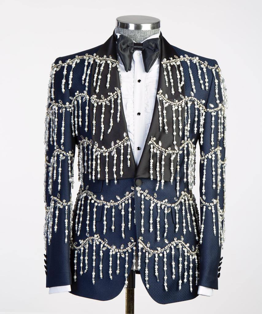 Costume 2 pièces à rayures croisées pour homme, costume bleu bébé, revers en pointe, conçu pour un look élégant, TPL