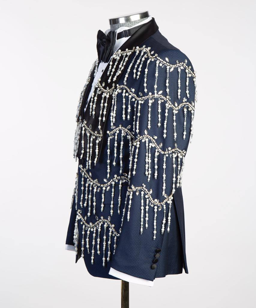 Costume 2 pièces à rayures croisées pour homme, costume bleu bébé, revers en pointe, conçu pour un look élégant, TPL