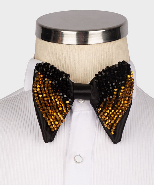 Large Bowtie, Stone Stitched, - Black/Gold, RD