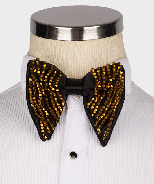 Large Bowtie, Stone Stitched, - Black/Gold, RD