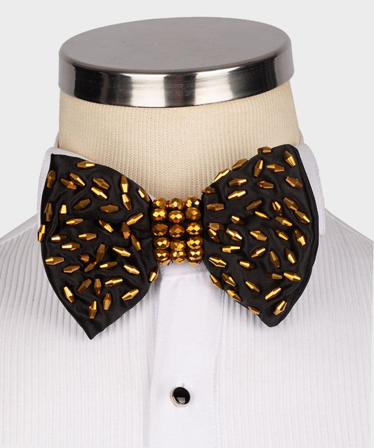 Bowtie, Stone Stitched, - Black/Gold, RD