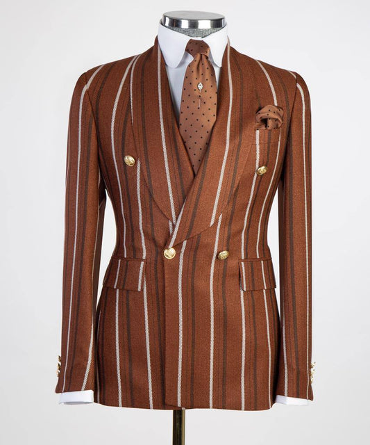 Men's Suit -2 Piece, Brown Stripe Design