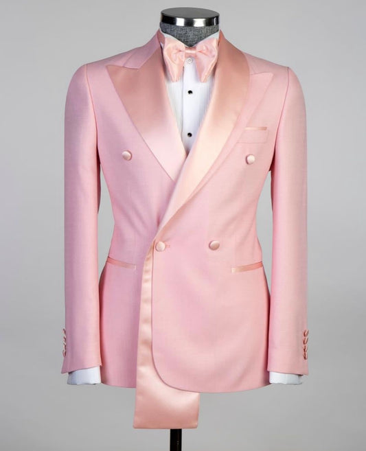 Shawl Design Satin Lapel Pink Tuxedo