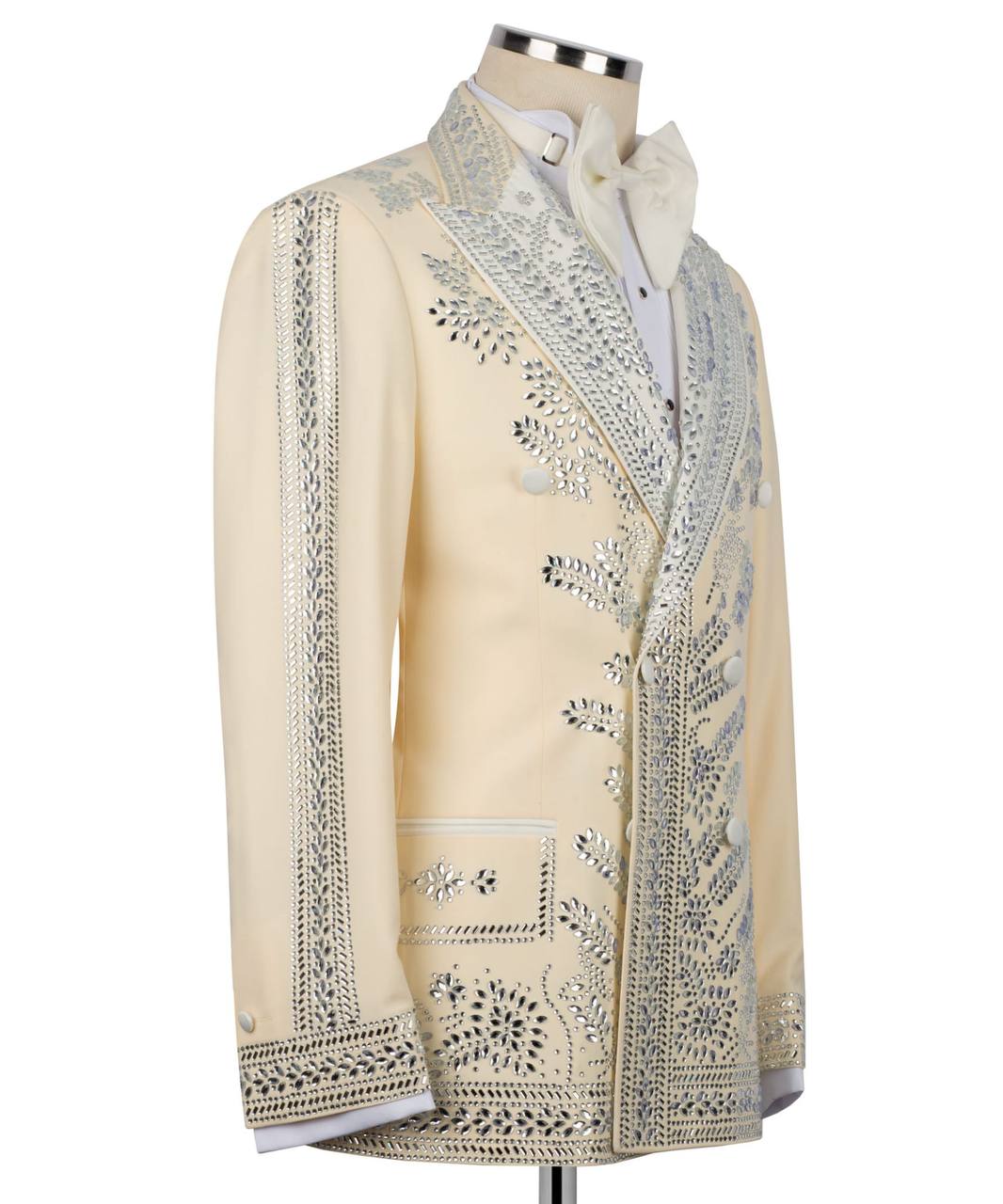 Cream Tuxedo,2 Piece, Handcrafted with Silver Beads