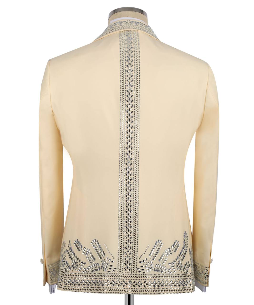 Cream Tuxedo,2 Piece, Handcrafted with Silver Beads