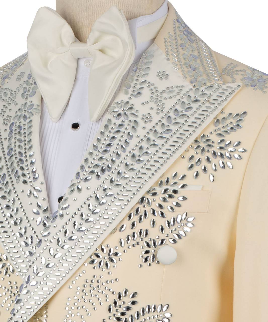 Cream Tuxedo,2 Piece, Handcrafted with Silver Beads