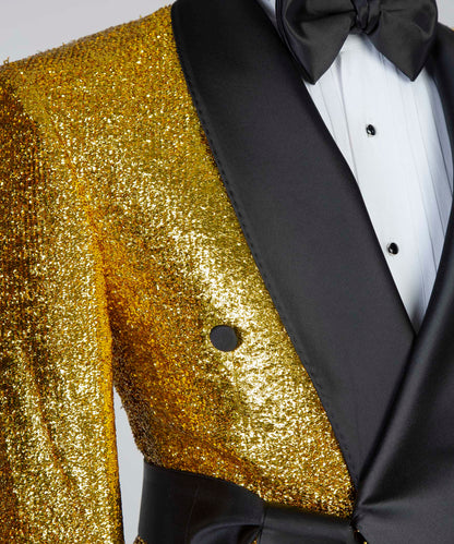 Belted Gold Tuxedo with Black Collar