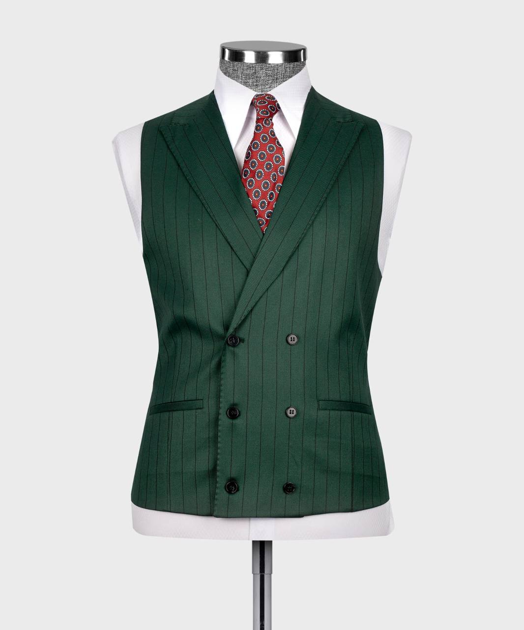 Men's Suit Set, %100 Wool, Striped, Green