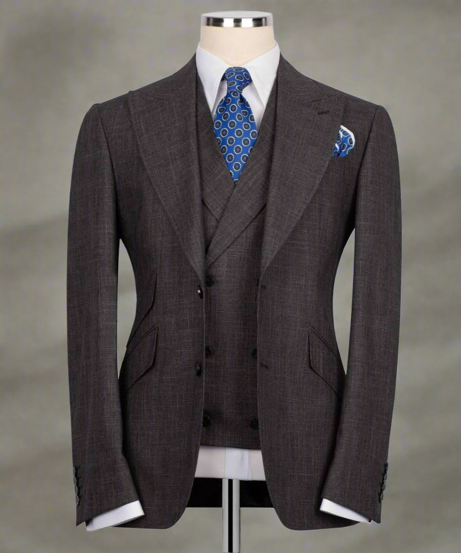 3-piece suit set, men's formal suit, grey wedding suit, classic tuxedo for men, prom suit, grey event suit, peak lapel blazer, designer men's tuxedo.