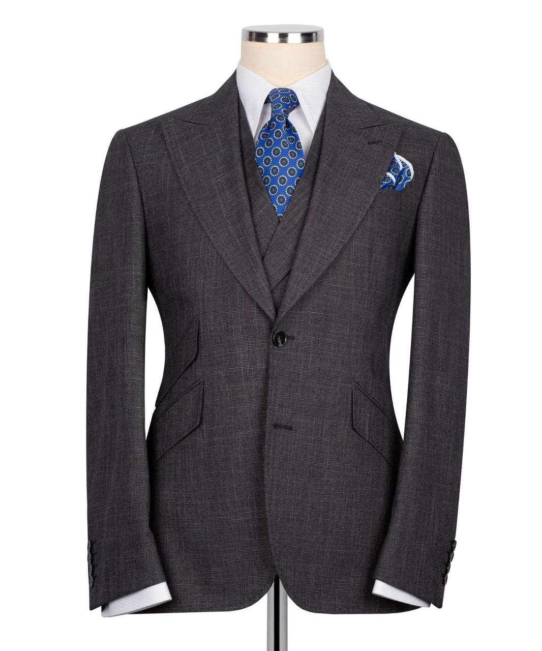 Classic 3-Piece Grey Checkered Suit