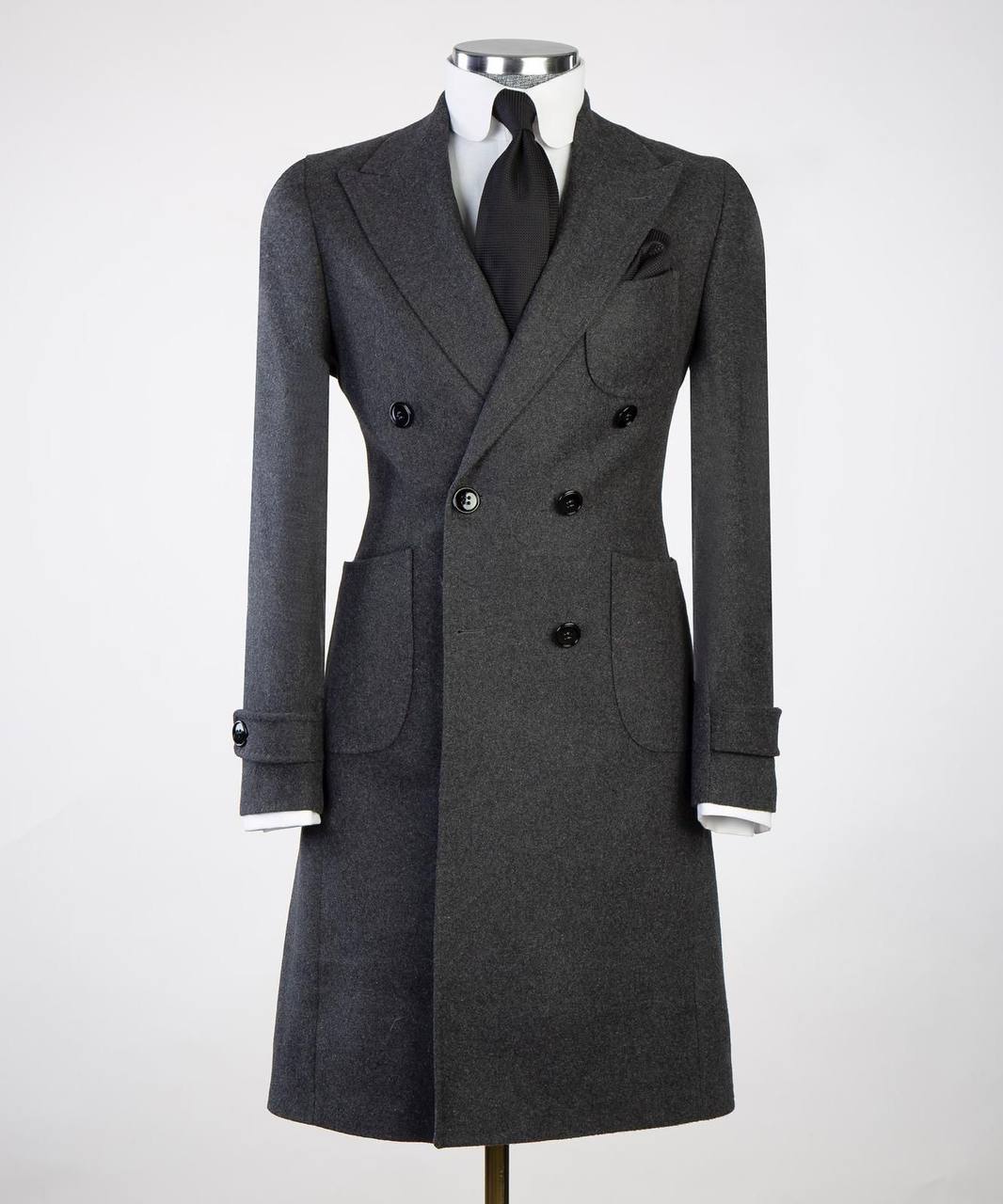 Charcoal Grey Wool Overcoat for Men1