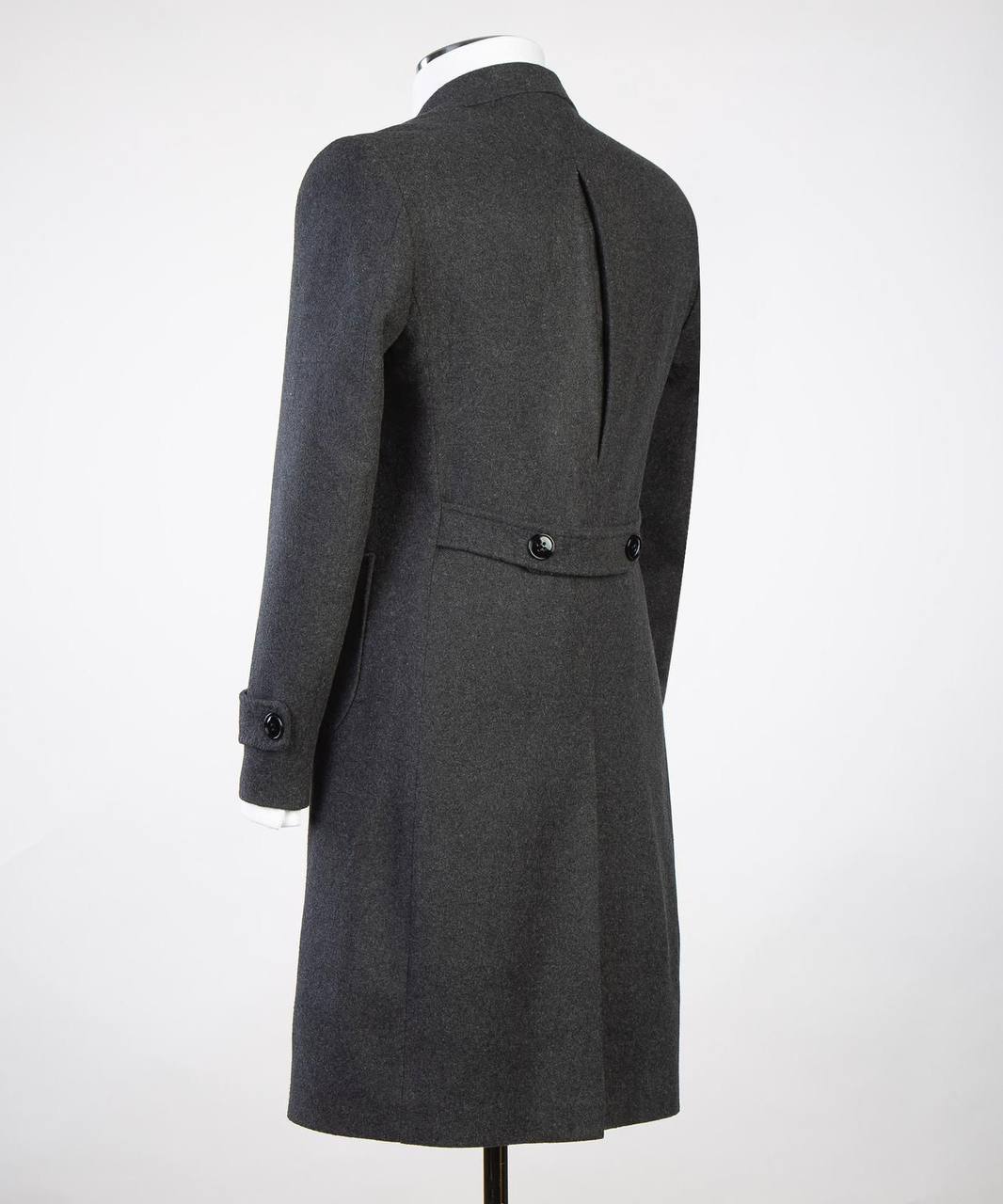 Charcoal Grey Wool Overcoat for Men