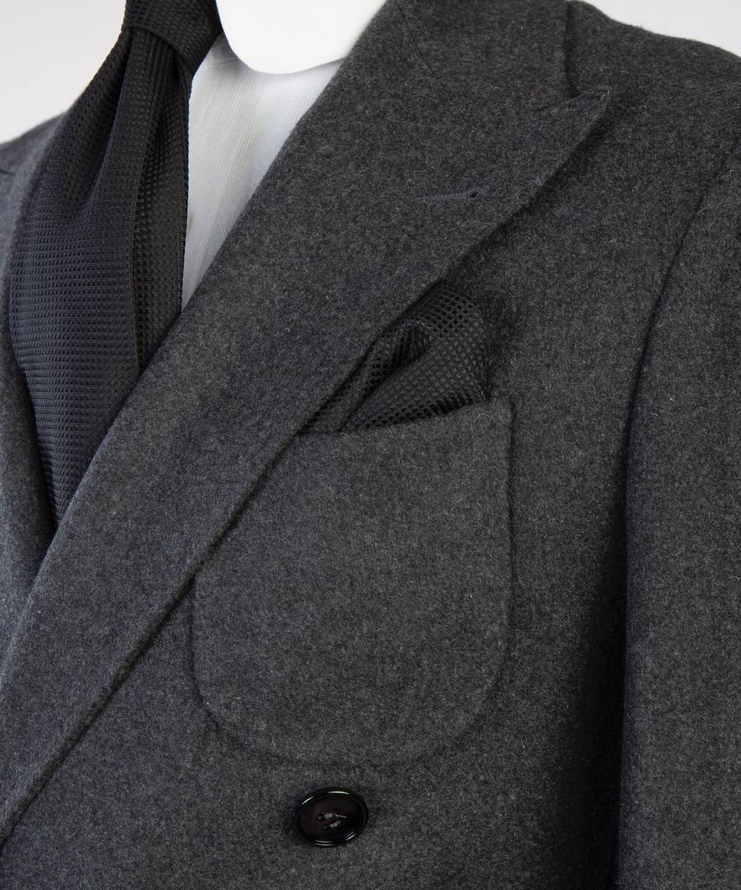 Charcoal Grey Wool Overcoat for Men