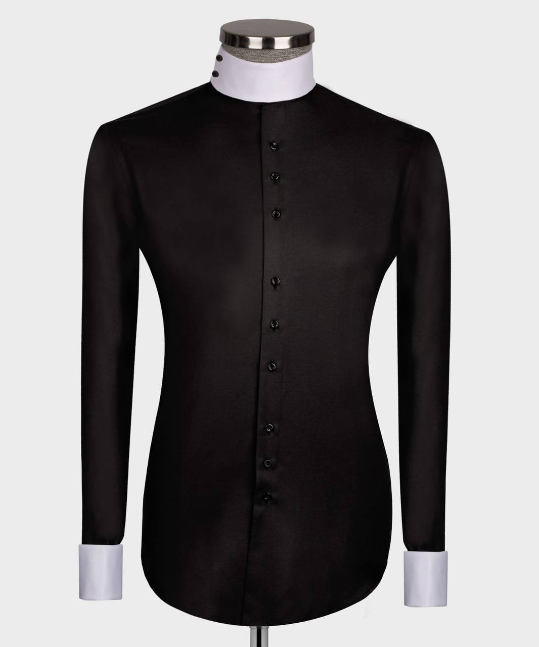High Collar Shirt Black and White