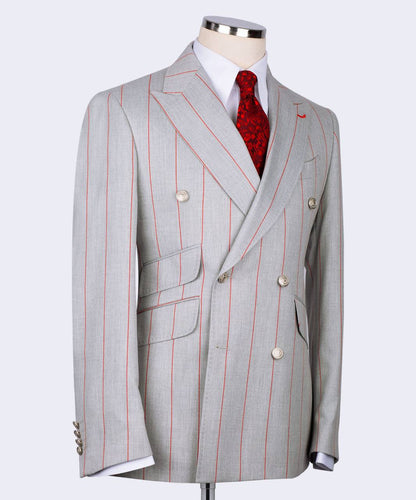 Men's Suit -2 Piece Double Breasted Stripy