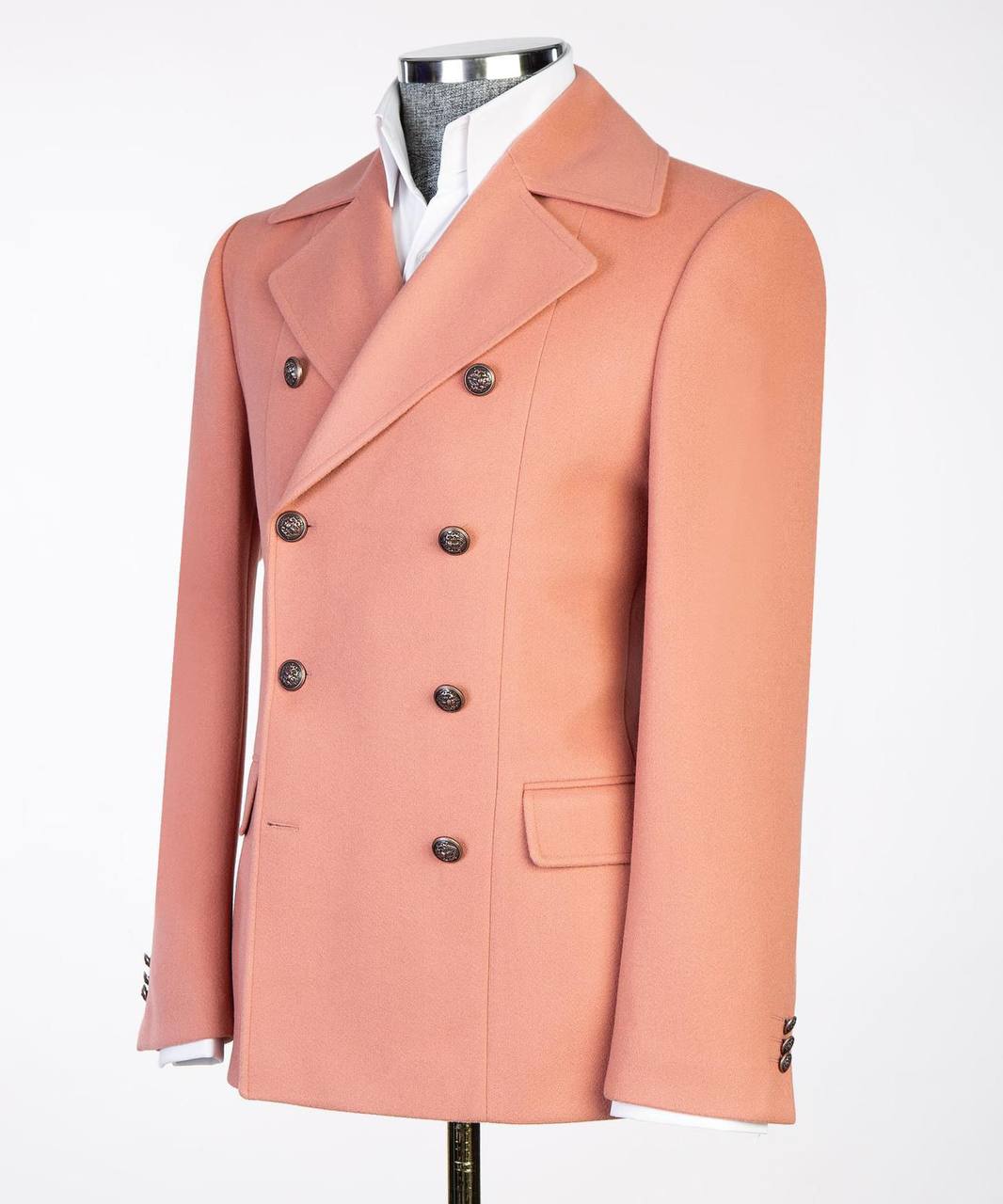 Pink Double Breasted Coat for Men