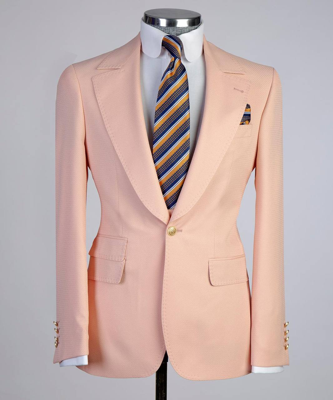 Costume Homme, 2 Pièces, Double Boutonnage, Champagne, Revers Châle, Look Élégant, Idéal pour Mariage, Fêtes, Bal, Célébrations KLD