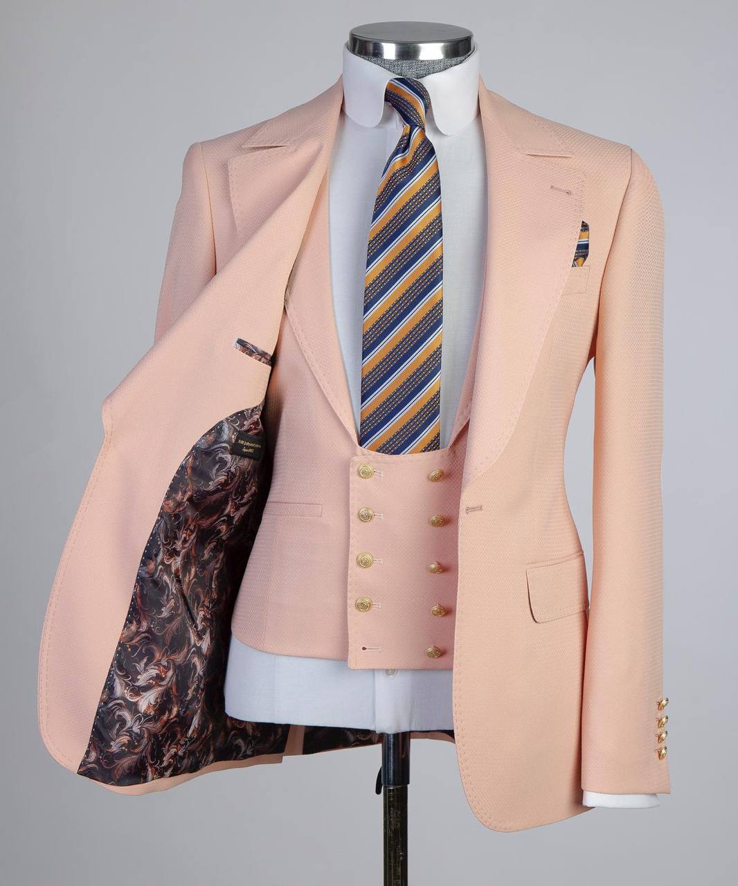 Costume Homme, 2 Pièces, Double Boutonnage, Champagne, Revers Châle, Look Élégant, Idéal pour Mariage, Fêtes, Bal, Célébrations KLD