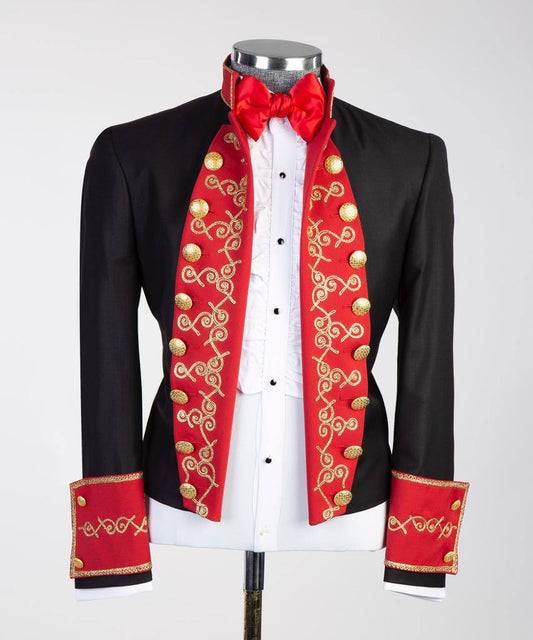 Black Suit, Royal Design, Red Collar
