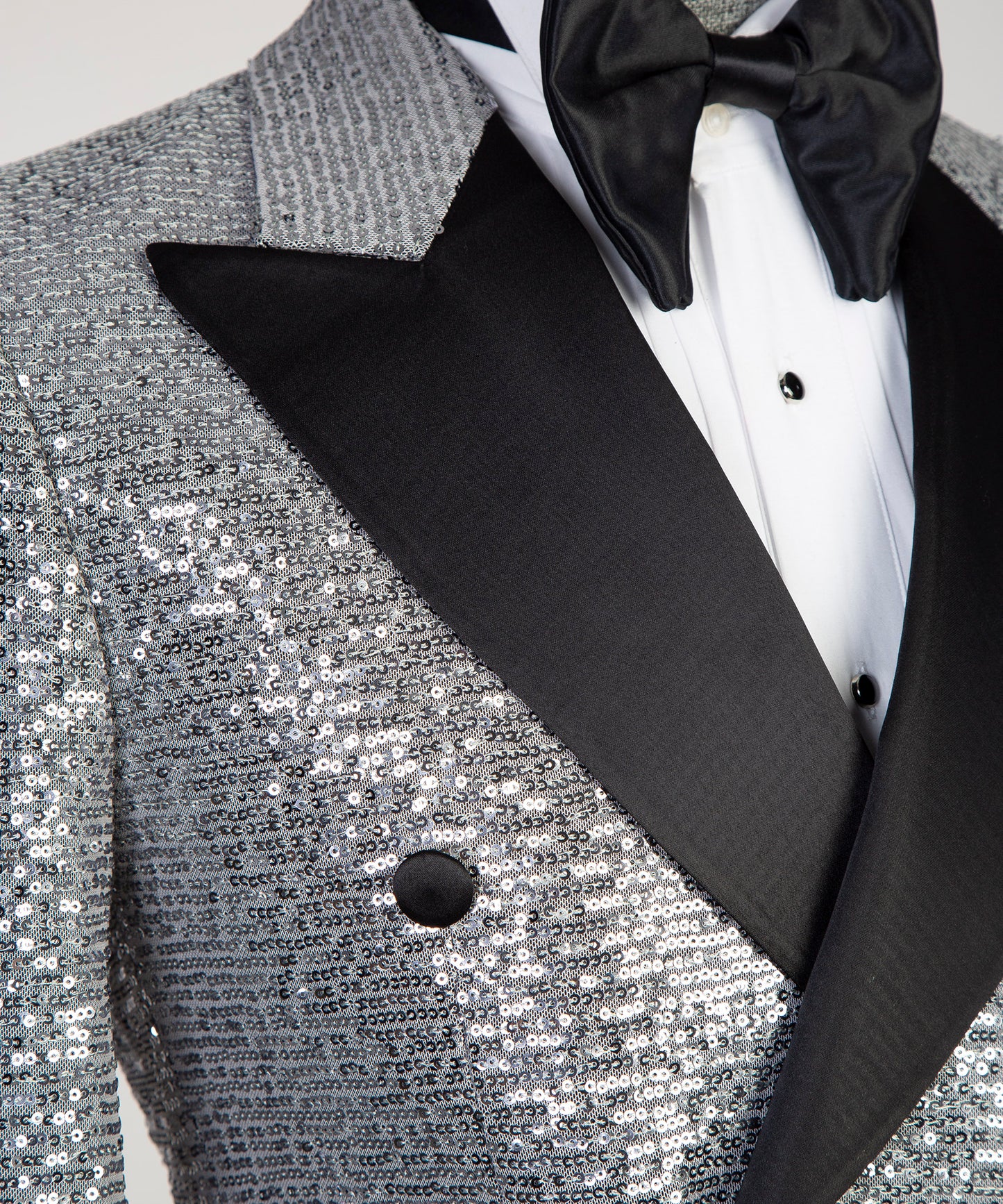 Double Breasted Silver Shiny Tuxedo