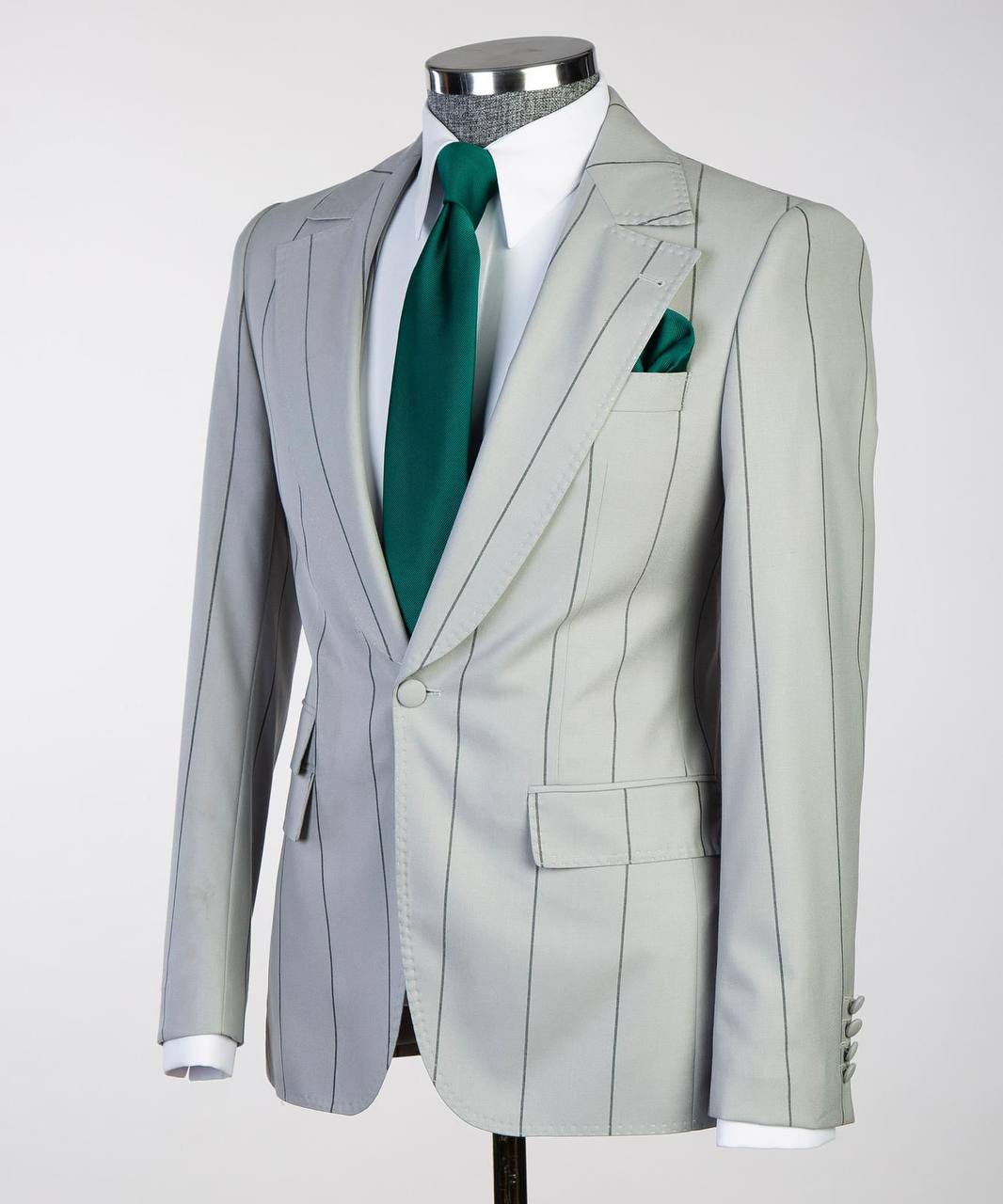 Men's Classic-Grey Stripy Suit -3 Piece Set