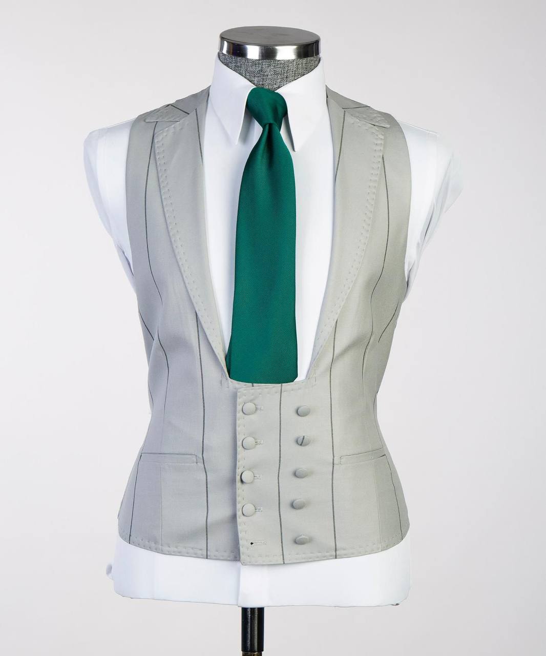 Men's Classic-Grey Stripy Suit -3 Piece Set