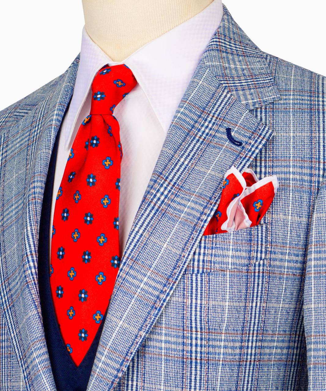 Classic Check Design 3-Piece Blue Suit