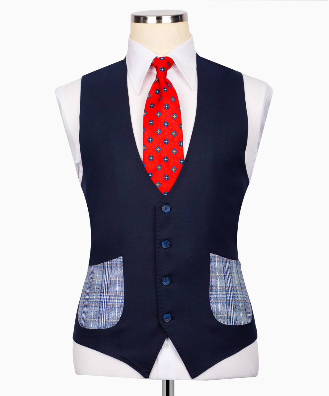 Classic Check Design 3-Piece Blue Suit