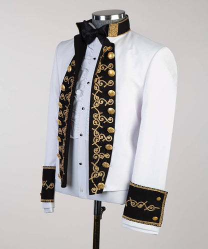 White Suit, Royal Design, Black Collar