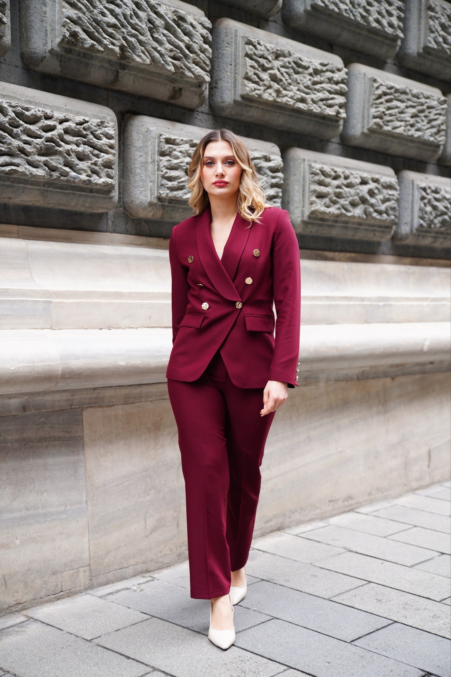 Women's 2 Piece Suit Set-Red