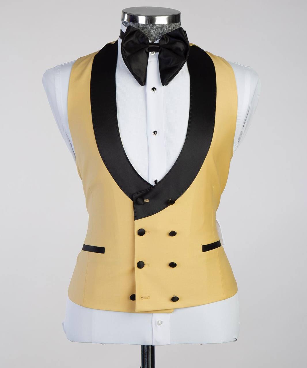 Costume Homme, 2 Pièces, Double Boutonnage, Champagne, Revers Châle, Look Élégant, Idéal pour Mariage, Fêtes, Bal, Célébrations KLD