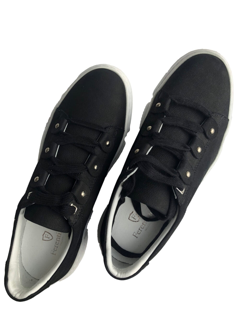 Casual, fait à la main, chaussures pour hommes en nubuck en cuir véritable 12077S noir