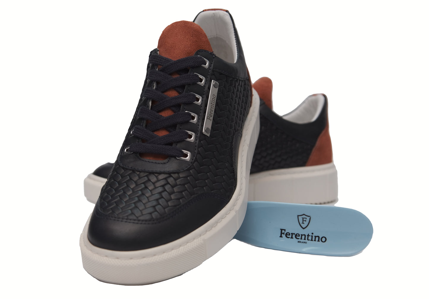 Casual Handmade ,Genuine Leather, Light Sole Mens Shoes 12236 Navy Blue