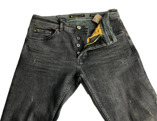 Slim Fit Mens Jeans Black Petrol Comfortable Cotton 7276