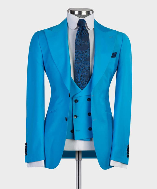 Men's 3 Piece Classic Blue Suit