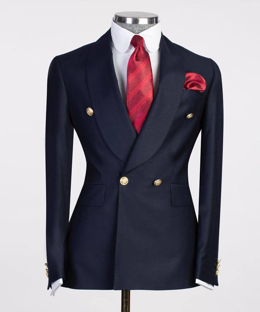 Men's 2 Piece Double Breasted Navy Suit