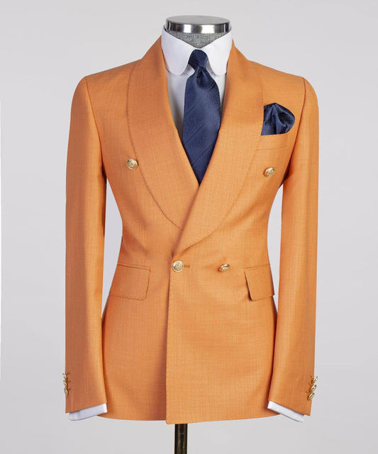 Men's 2 Piece Double Breasted Yellow Suit