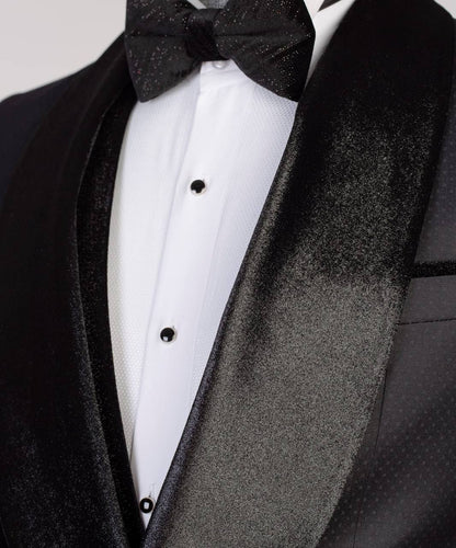 Men's 3 Piece Black Tuxedo Suit, Velvet Collar