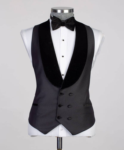 Men's 3 Piece Black Tuxedo Suit, Velvet Collar
