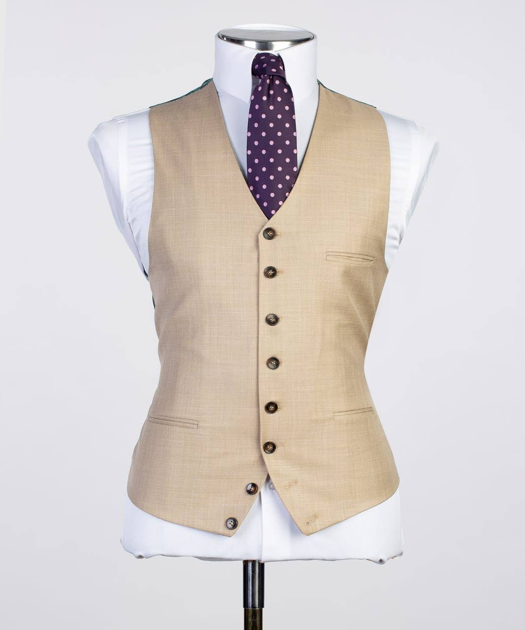 Men's 3 Piece Beige/Cream Classic Suit
